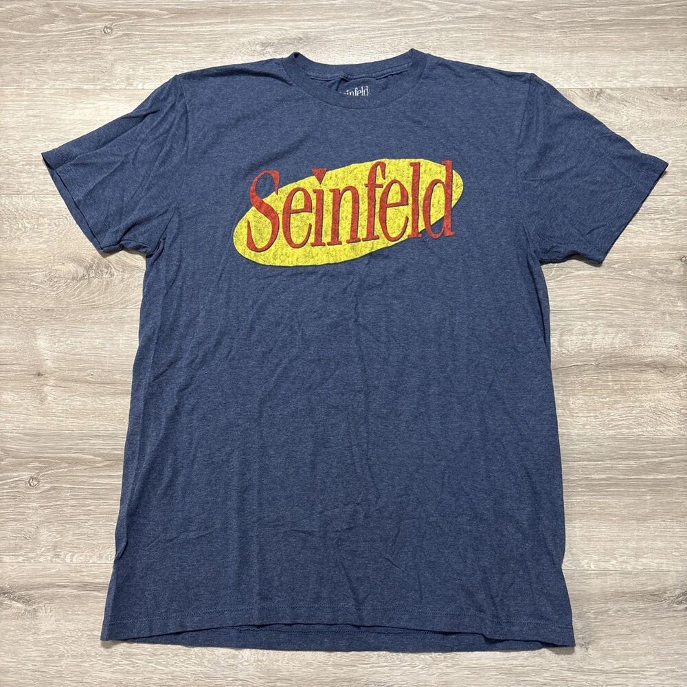 Seinfeld Logo T Shirt Mens Large Blue Graphic TV Show Sitcom Tee Cotton Blend